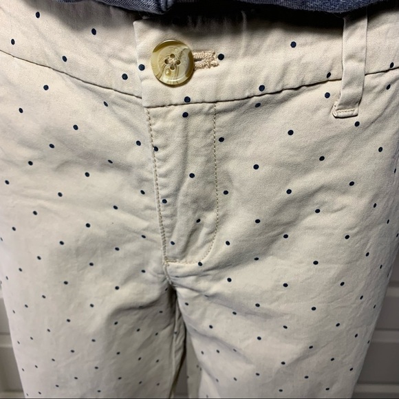 Tommy Hilfiger Ankle Pant Sz 6 Beige/Tan Blue dot Stretch Denim Style Preppy - Picture 6 of 14